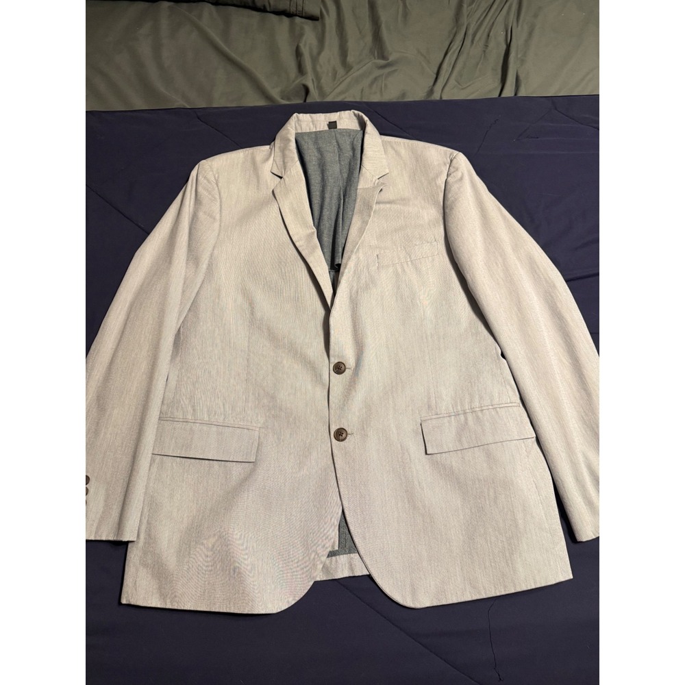 J.Crew Mens 46R Light Gray Textured Cotton Two Button Blazer Sport Coat 46 R